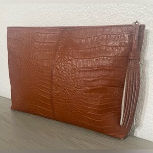 Vintage 70’s Brown Crocodile Faux Leather Purse – Made in Italy – By Macy’s